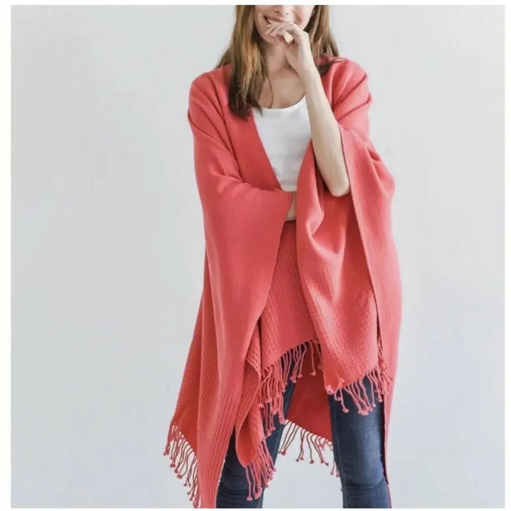 Mersea Travel Wrap Poppy Womens One Size Fringe - Picture 2 of 12